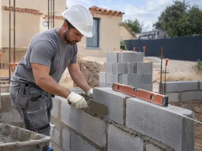 Maçon au travail sur un chantier
